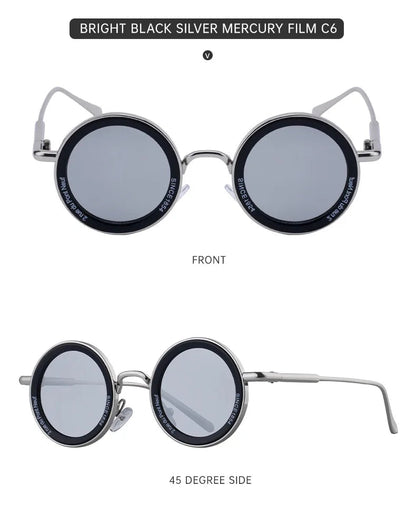 Round Steampunk Sunglass Men Vintage Punk Sunglasses Women Trendy Retro Fashion Glasses Gafas De Sol Hombre Lunette Soleil Femme Good Vibrations