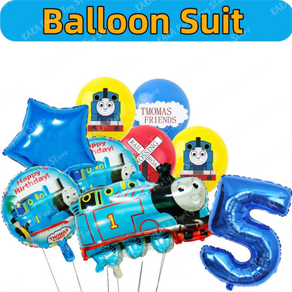 Thomas Birthday Decorations Cartoon Train Balloons Paper Tableware Stickers Backdrop For Kids Boy Girl Party Supplies Toy Gifts Good Vibrations