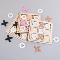 1 set of XO three-in-a-row tic-tac-toe wooden toys, casual battle puzzle board game,  Children's teaching supplies Good Vibrations
