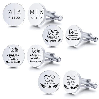 Personalized Engrave Initial Cufflinks for Wedding Birthday Groomsmen Gift Stainless Steel Cufflinks Statement Jewelry Good Vibrations
