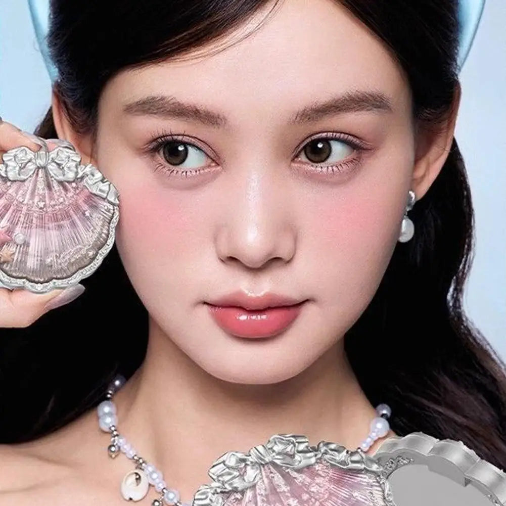 Flower Knows Pearl Shell Shape Velvet Embossed Blush Matte Finish Buildable Blendable Powder Blush For Cheeks For All Skin Tones Good Vibrations