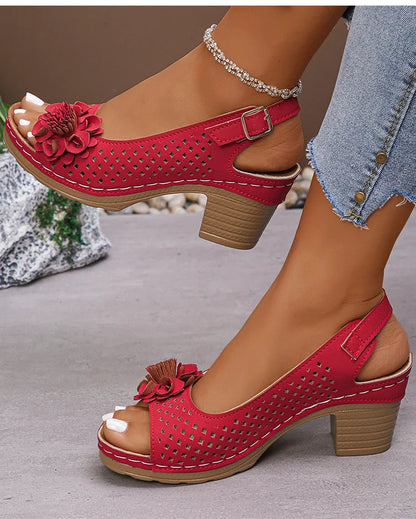 Women's Sandals Sweet Heels Sandals Summer Woman Shoes Fashion Heeled Sandalias Mujer Elegant Shoes Summer Footwear Women 2025 Good Vibrations