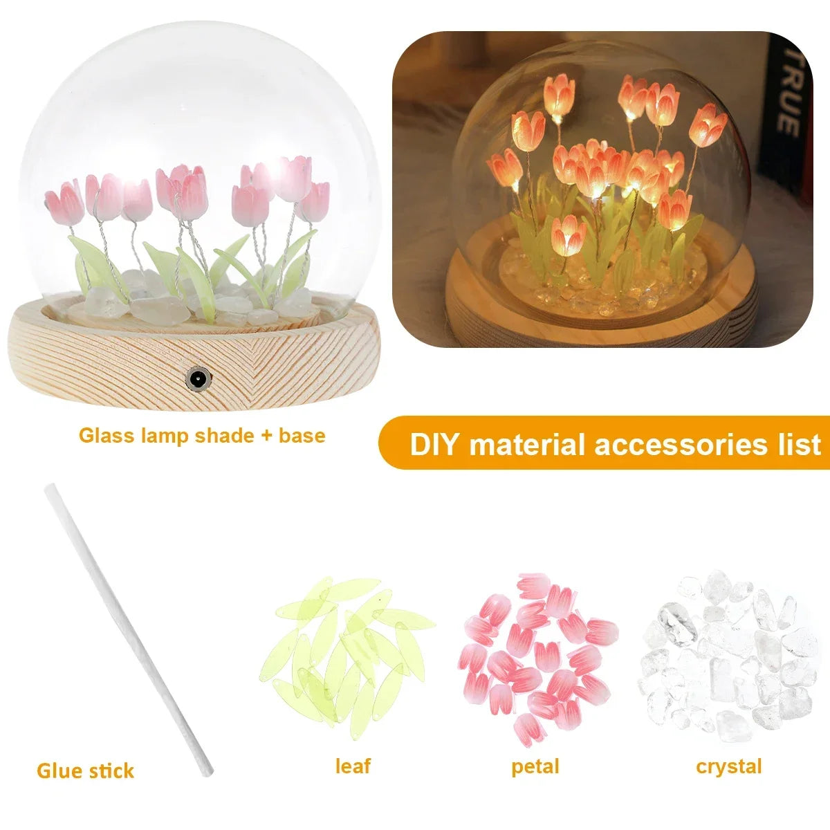LED DIY Handmade Mini Tulip Night Light Materials Cute Home Decor Birthday Gift For Girl Family Friend Child Christmas Ornament Good Vibrations