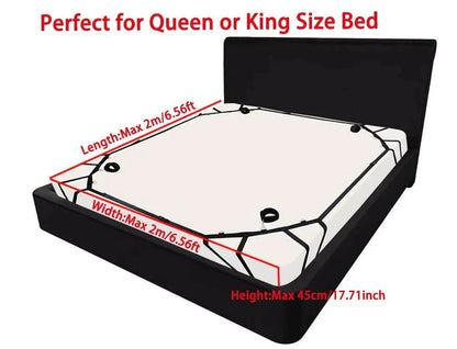 Sex Bed Restraint System for Queen or King Size Bed with Nylon Handcuffs and Ankle Cuffs
