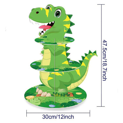 Dinosaur Cupcake Stand Birthday Party Decoration Kids Boy Girl Dino Wedding Birthday Party Supplies Favors Baby Shower Decor Good Vibrations