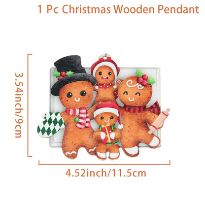 Christmas Wooden Gingerbread Man Xmas Tree Hanging Ornaments Christmas Decor For Home 2024 Cristmas Xmas Gifts Navidad New Year Good Vibrations