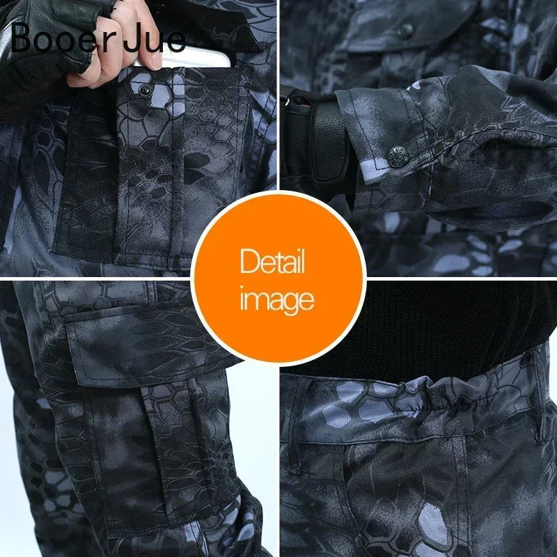 Black Python Pattern Wear-resistant Overalls Labor Insurance Cloth Uniform Men's Soft Tracksuit Outdoor Suit Designer Clothes Good Vibrations