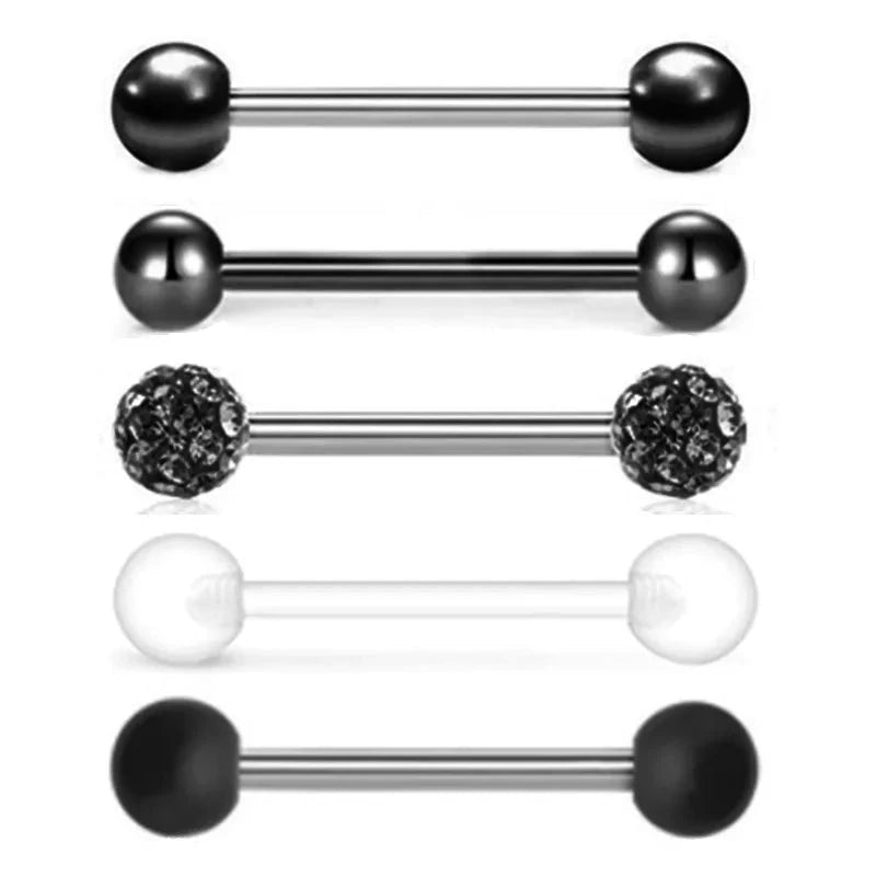 5PCS Acrylic Tongue Piercing Barbell Set Stainless Steel Glitter Tongue Rings Lot 14G Nipple Piercing Bar Bulk Piercing Langue Good Vibrations Adult Super Store