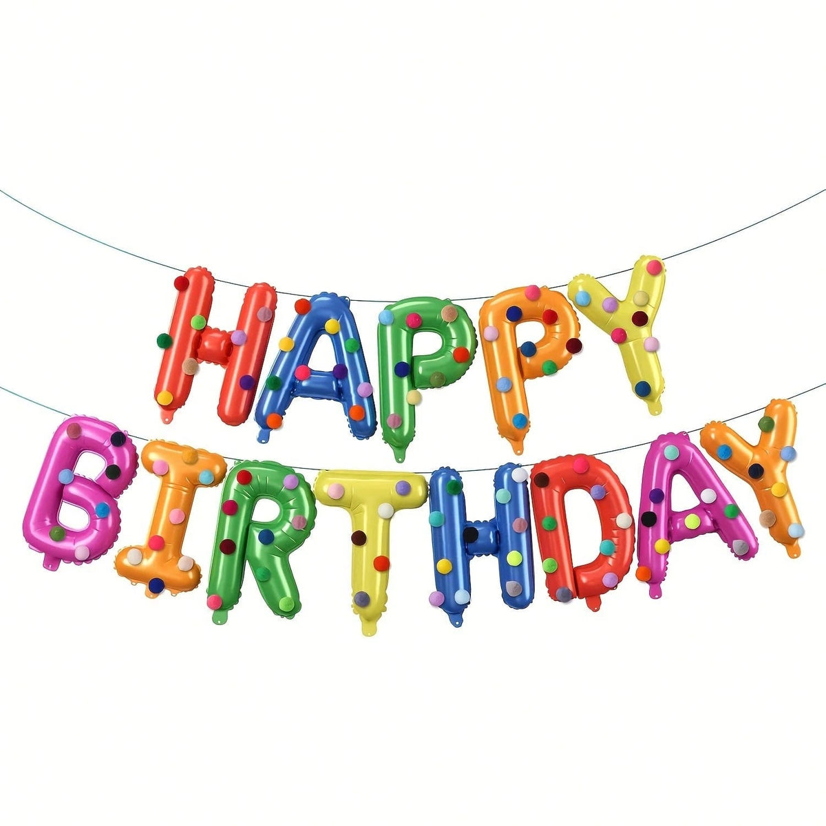 Birthday Party Decoration Set, Rainbow Balloons, Felt Ball Mix, Premium Foil Pull-Up Banner, Happy Birthday Wall Decoration Good Vibrations