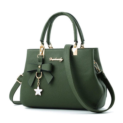 Yogodlns Elegant Women Messenger Bags with flower pendant Office Ladies Totes Pure Handbag for female Crossbody Shoulder Bags Good Vibrations