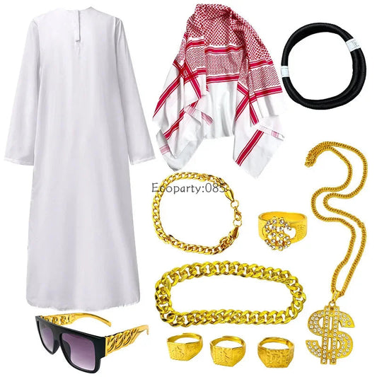 Middle East Arabic Style Costume Suit Robes Men and Women Dubai Tycoon UAE Cosplay Costume Stage Performance Costumes 2025 New Good Vibrations