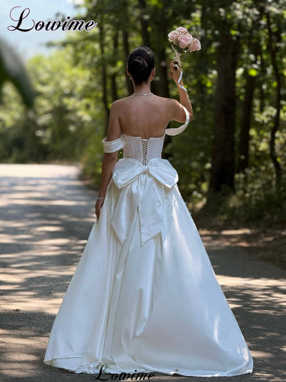 Newest Elegant White Wedding Dresses Mermaid Garden Sweet Wedding Gowns With Detachable Train Vestidos De Novia Customized
