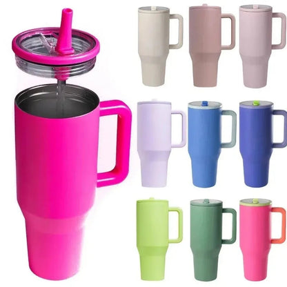 40oz Cross-border thermos cup 40oz double-layer ice cup leak-proof foldable straw cover convenient direct drinking mouth car cup Good Vibrations
