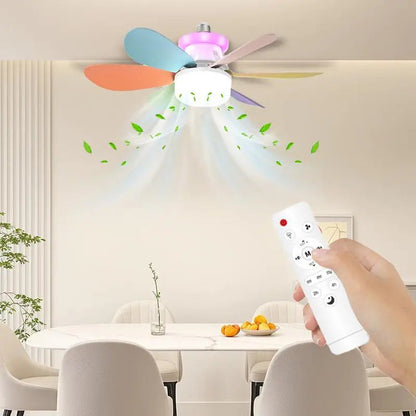 1 Set 40W Fan Light Snaps-on Detachable Fan Blade Design Household Silent RGB Dimming Fan Light For Bathroom Bedroom Kitchen Good Vibrations