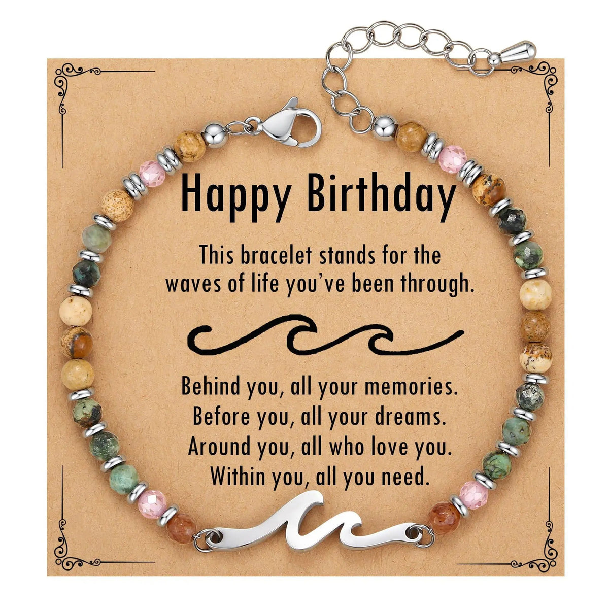 Friend Gifts for Women, Sister Gift, Friendship Bracelets, Wave Bestie Best Friend Birthday Christmas Stocking Stuffers Bracelet Good Vibrations