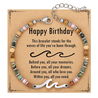 Friend Gifts for Women, Sister Gift, Friendship Bracelets, Wave Bestie Best Friend Birthday Christmas Stocking Stuffers Bracelet Good Vibrations