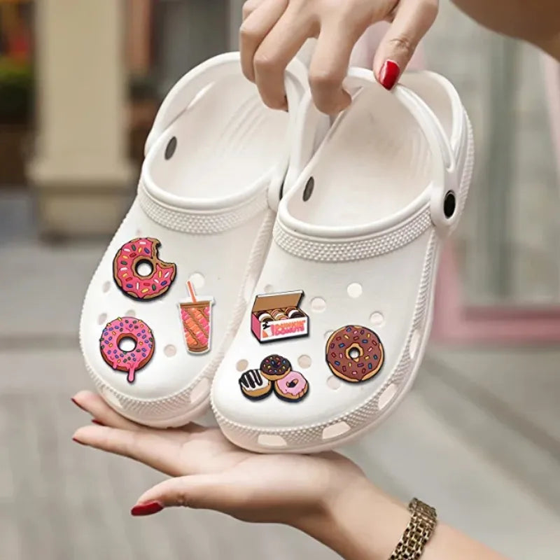 10pcs Cute Cartoon Food and Drink Shoe Decoration Charms For Croc Good Vibrations