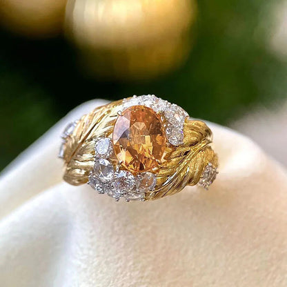 New Elegant Yellow Cubic Zirconia Women Rings Luxury Wedding Anniversary Party Lady's  Accessories Bright Fashion Jewelry Good Vibrations