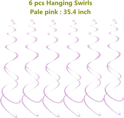 Happy Birthday Banners,Foil Curtain,Pom Poms Flowers,Hanging Swirls,Tissue Paper Balloon For Girls Birthday And Baby Birthday Good Vibrations