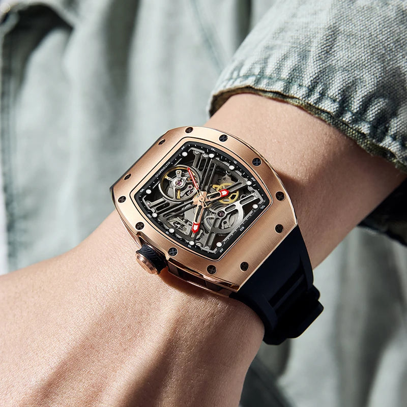 Fashion Sports Waterproof Automatic Watch OEM Barrel Case Mechanical Wristwatch Wholesale Latest Design Good Vibrations