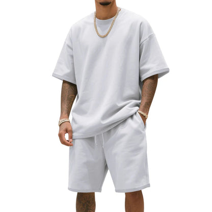 Men's Two-Piece Clothing Set, Loose Round-Neck T-Shirt and Shorts Set, Casual Sportswear, Perfect for Summer Good Vibrations