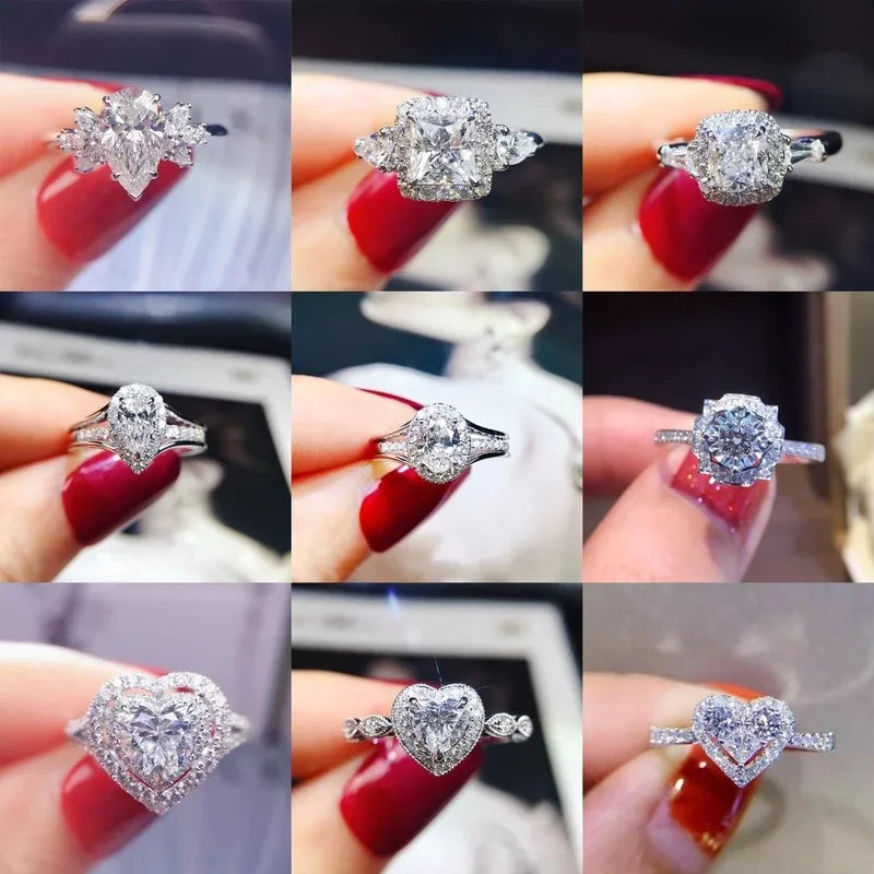 2025 Chic Wedding Rings for Women Aesthetic Female Engagement Accessories Shiny CZ Luxury Bridal Jewelry Trendy  Gift Good Vibrations