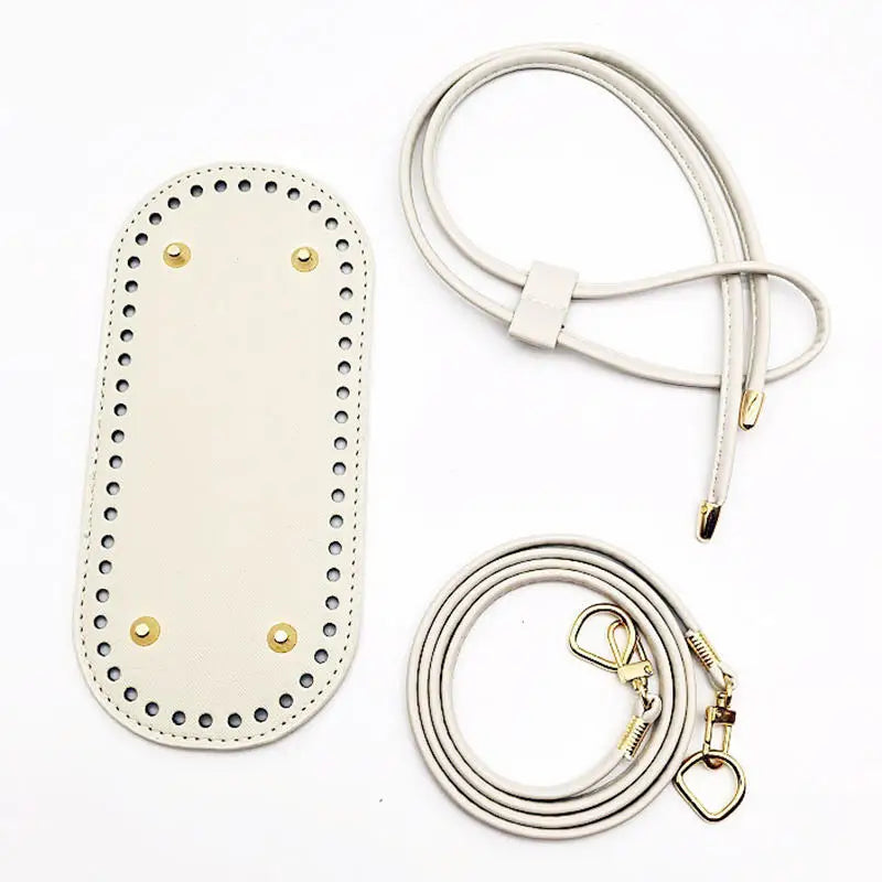 3Pcs DIY Purse Making Kit with Chain PU Leather Bucket Bag Base & Shoulder Strap Crochet Handbag Accessories ﻿ Good Vibrations