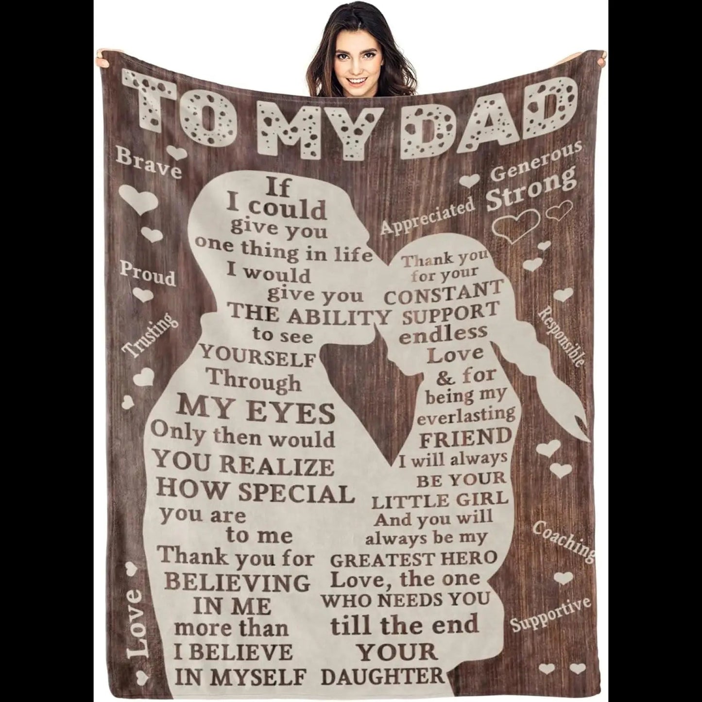 Personalized Fathers Day Throw Blanket Best Dad Ever Gift from Daughter Soft Plaid Throw  L x  W Good Vibrations