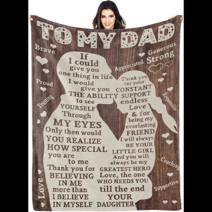 Personalized Fathers Day Throw Blanket Best Dad Ever Gift from Daughter Soft Plaid Throw  L x  W Good Vibrations