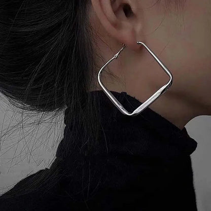 2026 Fashion Gold Color Big Square Hoop Earrings For Women Exaggerated Metal Geometric Irregular Circle Earrings Jewelry Good Vibrations
