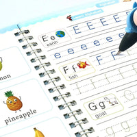 4 Books Montessori SANK English Magic Copybook Reusable Writing Practice 3D Calligraphy Book Wipe-free Education Books Good Vibrations