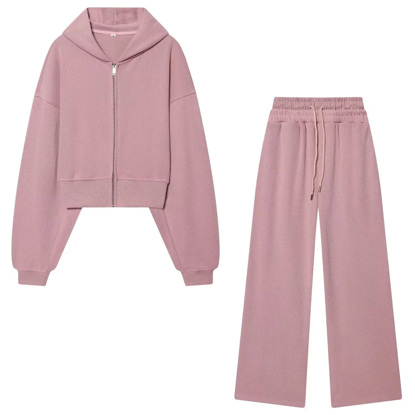 HH Woman Spring Fashion Long Sleeves Round Neck Hooded Sweatshirt + Mid-Rise Elasticity Trousers Female Casual Two Piece Set Good Vibrations