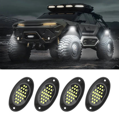 4PCS Car Chassis Light 12V LED Rock Lights 24 High Brightness Ambient Lighting For Polaris Yamaha Can-Am UTV ATV Off Road Jeep Good Vibrations