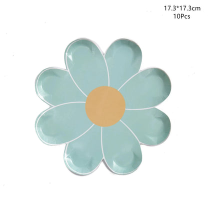 Disposable Daisy Paper Plate Flower Meal Plate Picnic Cake Plates Birthday Theme Party Decoration Good Vibrations
