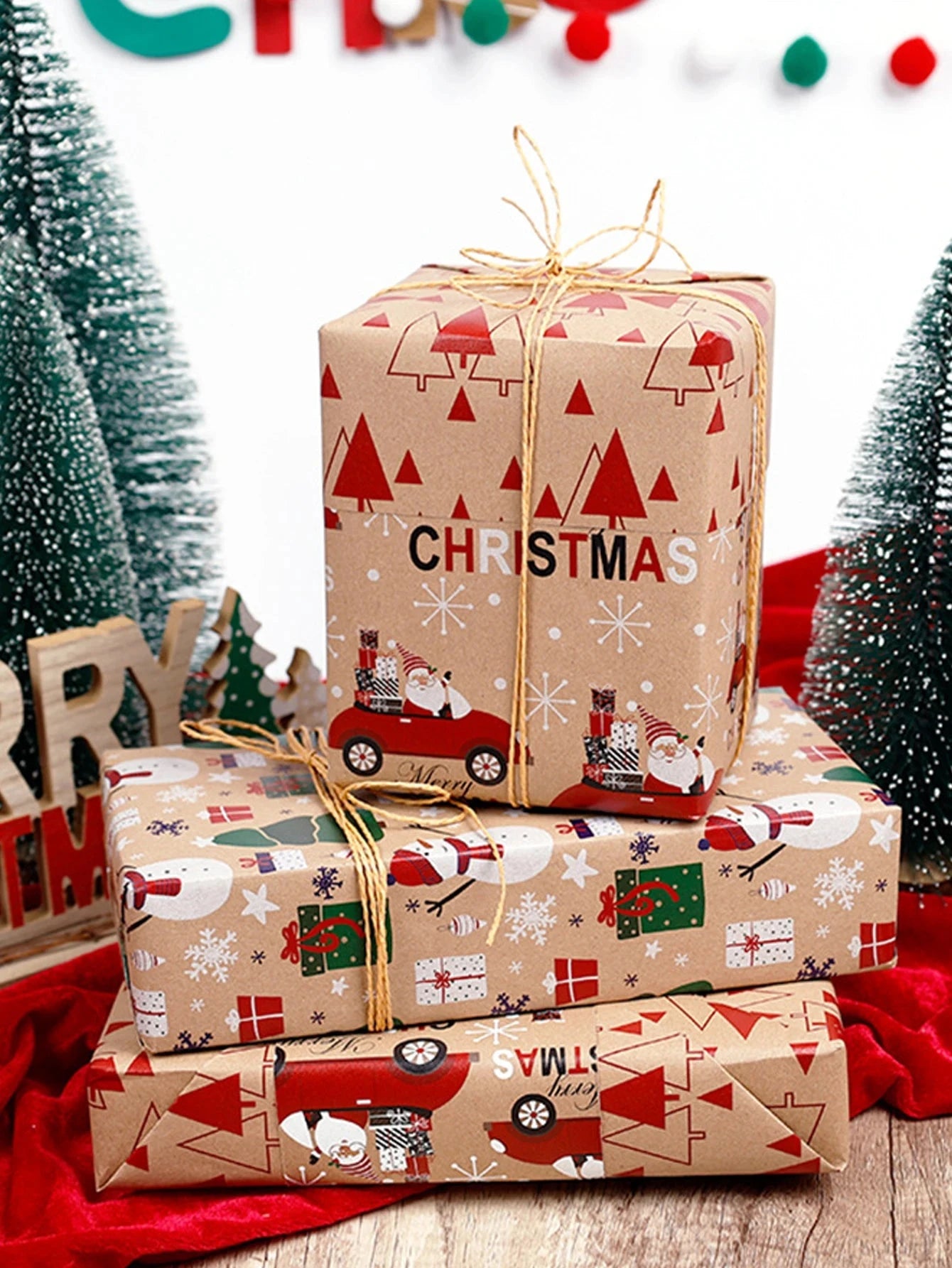 Christmas Gift Wrapping Paper Gift Wrapping Paper Christmas Trees Packaging Gift Paper Suitable for Birthdays and Festivals Good Vibrations