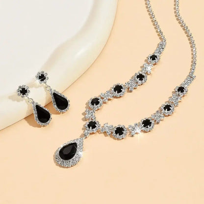 Fashionable Crystal Jewelry Necklace Earring Set Premium Luxury Pendant Necklace Original Design Inlaid Zircon Dangle Earrings Good Vibrations Adult Super Store