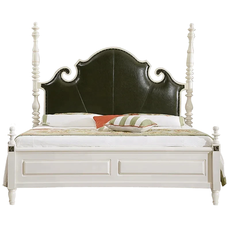 Leather Headboard King Size Bed MDF Wooden New American Style Blackish Green Home Furniture Bedroom Furniture 1 Bed Modern Good Vibrations