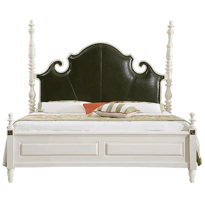 Leather Headboard King Size Bed MDF Wooden New American Style Blackish Green Home Furniture Bedroom Furniture 1 Bed Modern Good Vibrations
