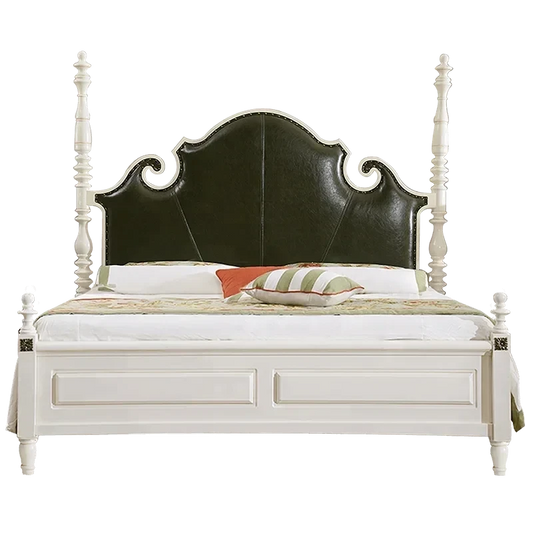 Leather Headboard King Size Bed MDF Wooden New American Style Blackish Green Home Furniture Bedroom Furniture 1 Bed Modern Good Vibrations