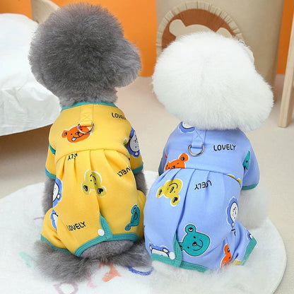 Dog Winter Clothes Warm Costume Tracksuit Dog Jumpsuit Pyjamas Wrapped Belly Puppy Cat Onesie Overalls For Small Dogs York XS-XL Good Vibrations