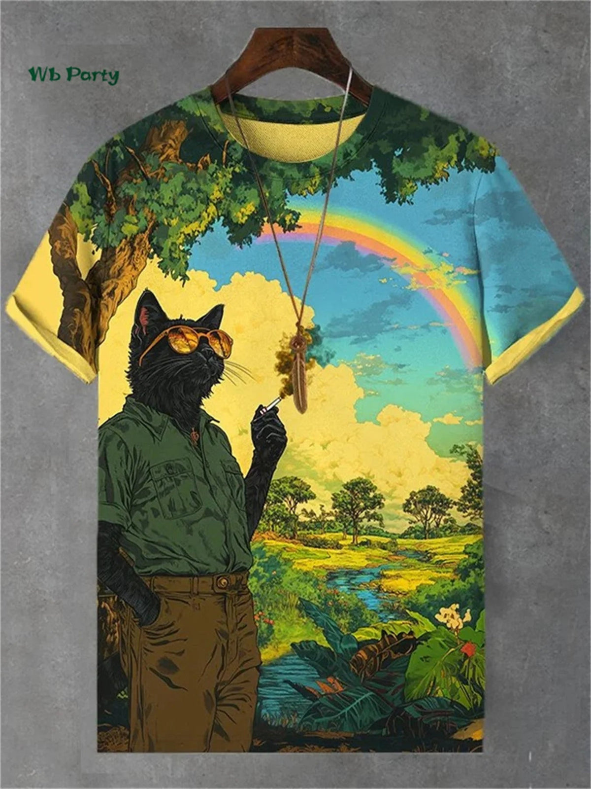 Cat Pattern Men's T-Shirt 3D Print Funny Animal Short Sleeve T-Shirt Oversized Tops Summer Daily Outdoor Casual Men's Clothing Good Vibrations