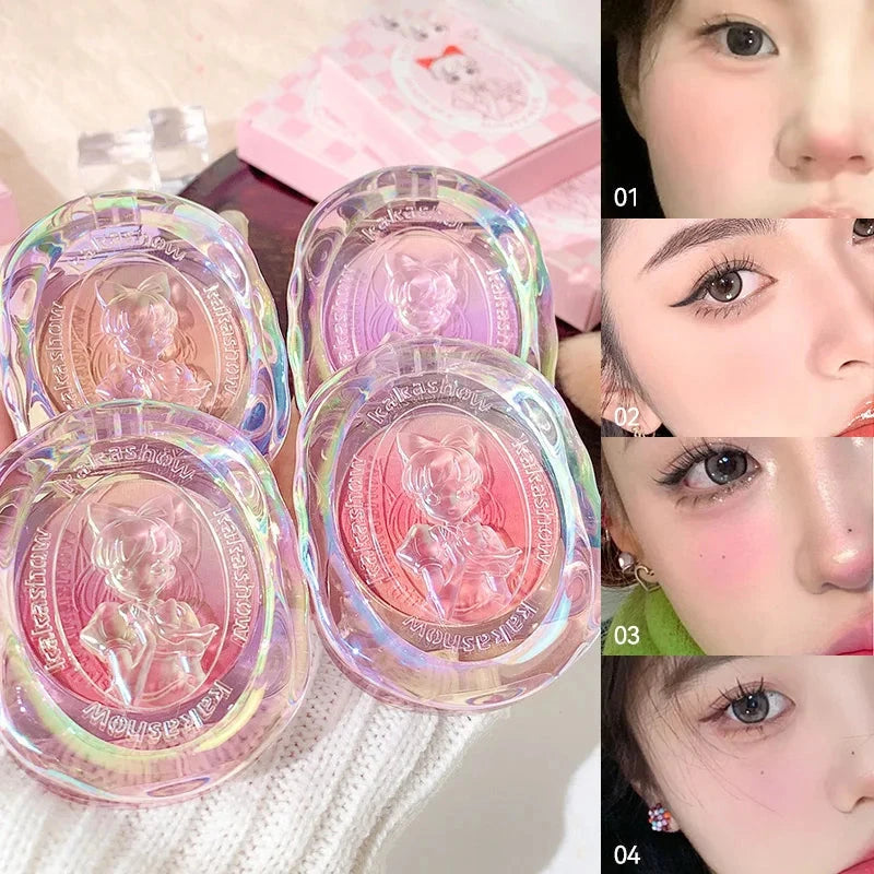 Kakashow Gradient Blush - Dual-Color with Subtle Shimmer and Matte Finish,Lasting Natural Peachy Glow for a Youthful Look Good Vibrations