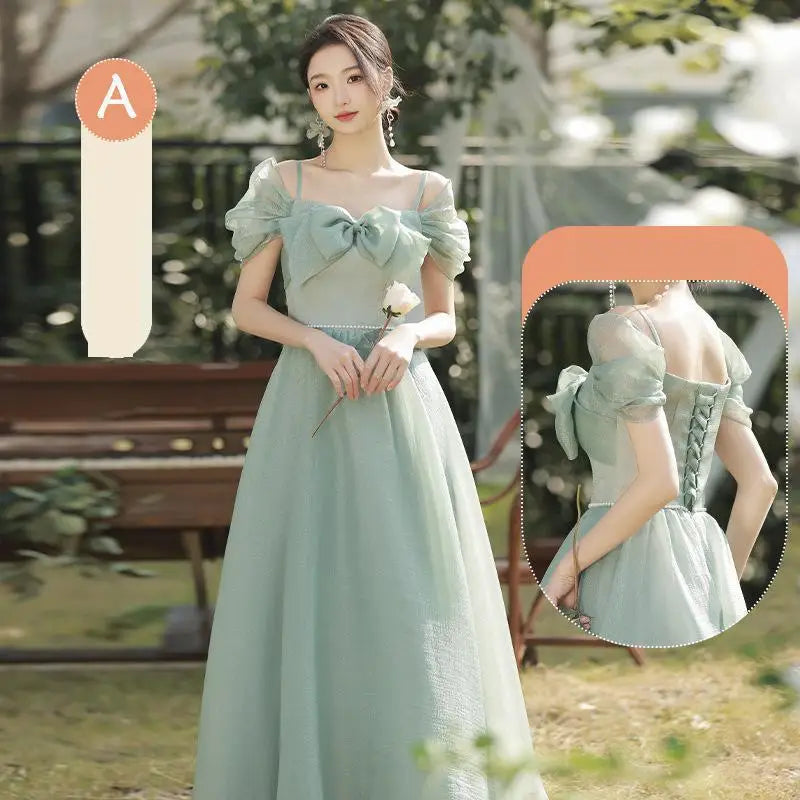 Tulle Bridesmaid Dresses Elegant With Bow Wedding Party Dress Multiple Styles A-line Plus Size Long Dress Customized Good Vibrations