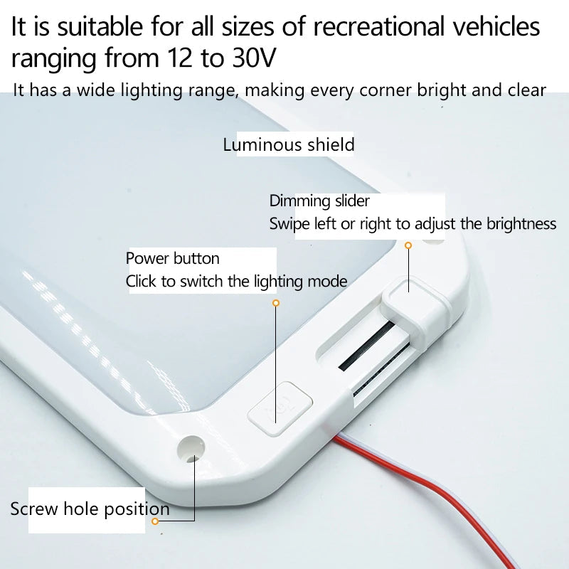 Rv lights, three-color lighting fixtures for car interiors, square ceiling lights, cab night lights, reading lights, led lights Good Vibrations