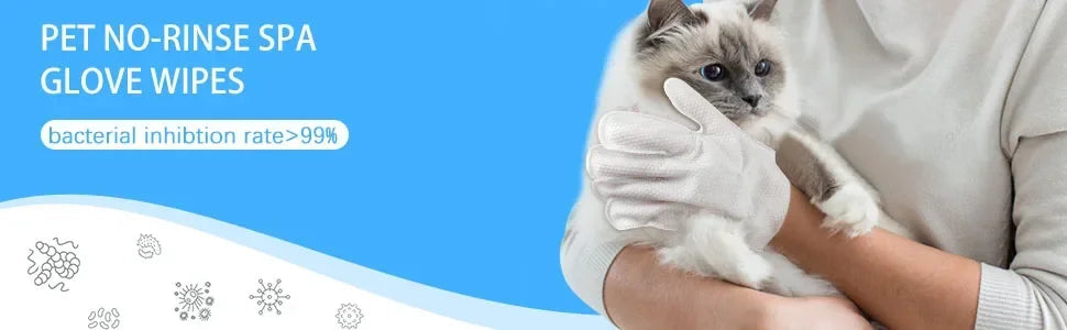 6pcs Unscented Extra Thick Pet Cleaning Wipes for Dogs & Cats,Dog Washing Bathing Deodorizing Grooming Gloves for Daily Care Good Vibrations