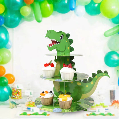 Dinosaur Cupcake Stand Birthday Party Decoration Kids Boy Girl Dino Wedding Birthday Party Supplies Favors Baby Shower Decor Good Vibrations