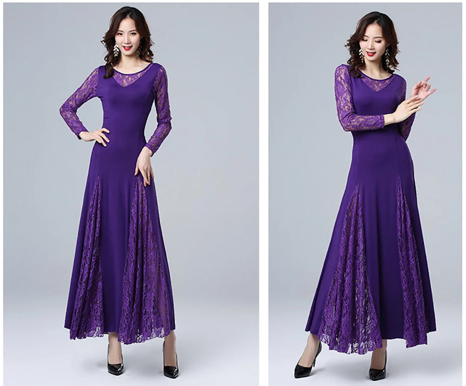 Modern Dance Costumes Long Skirt Wearing Outfit for Adult Women Stage Performance Dancing Suit Costume Practice Clothes Good Vibrations