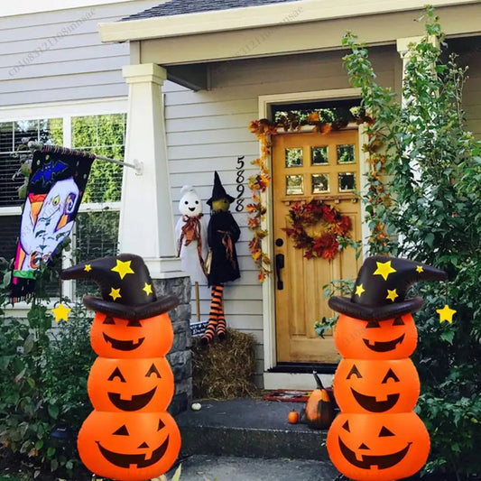 Halloween Standing Inflatable Pumpkin Windproof Inflatable Pumpkin Ghost Horror Festival Theme Indoor Outdoor Garden Decorations Good Vibrations