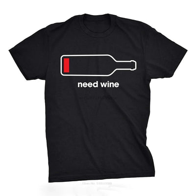 Tshirts Womens Need Wine Tshirt Funny Drinking Phone Battery Tee forT-shirt Short Sleeve Womens
