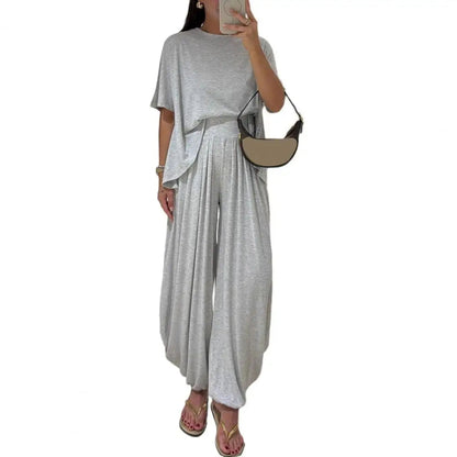 Women’s Two Piece Tracksuit Set Women Outfit Women Two-piece Suit Short Sleeve Crew Neck Top Pants Lounge Outfit for Summer Good Vibrations